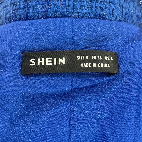 SHEIN Unity Double Breasted Raw Cut Tweed Overcoat - Picture 5 of 6